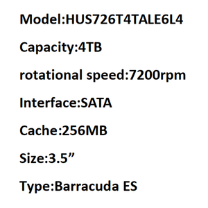 Disco duro mecánico de grado empresarial de 4TB <span class=keywords><strong>DC</strong></span> <span class=keywords><strong>HC310</strong></span> SATA 7200 RPM 256MB CMR Disco duro de servidor vertical 3,5 pulgadas HUS726T4TALE6L4 - Product Image 1