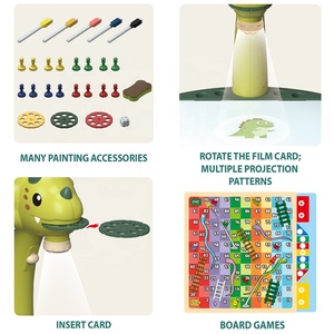 Tavolo da gioco con proiezione di dinosauri, tavolo didattico 3 in 1 con lavagna per scrivere e set da gioco con gioco degli scacchi a <span class=keywords><strong>serpente</strong></span> - Product Image 5
