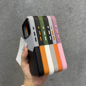 Ốp lưng da PU cao cấp phối màu sang trọng cho iPhone 17 Pro Max/17 Pro, có khe đựng thẻ, màu cam, tích hợp nam châm - Product Image 6