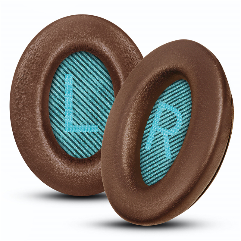 1 coussinet d'oreille en cuir protéiné marron avec scrim bleu