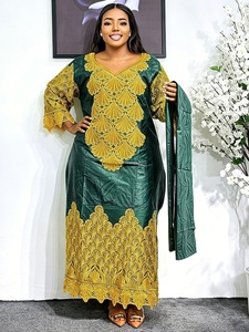 Abiti Africani per Donne, Abbigliamento Tradizionale Africano, Dashiki, <span class=keywords><strong>Ankara</strong></span>, Bazin, Abaya, Vestito Lungo Musulmano, Kaftan, Maxi Abito Lungo - Product Image 5