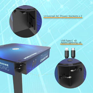 Station de charge murale Y2Power EVA Premium Power, charge sans fil 15W, 6 câbles rétractables + 2 prises AC - Product Image 5