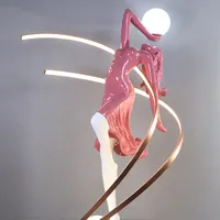 Lampe sur pied LED en résine au design sculptural élégant, luminaire décoratif pour hall d'entrée et salle d'exposition, modèle Danseuse