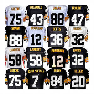 Maillots de football américain rétro cousus, hauts en sublimation, anti-UV, en spandex/coton, pour hommes, Steelers 12 Bradshaw 32 Harris 36 Bettis - Product Image 2