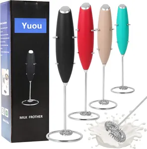 2023 Pin hoạt động tự động tay sữa Frother điện cà phê Frother với thép không gỉ Whisk