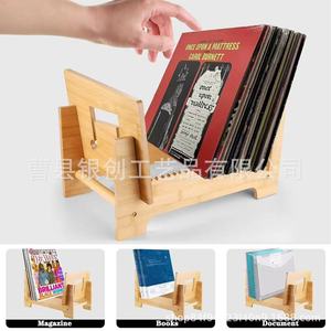 Wooden Vinyl <b>Record</b> Rack Bamboo Cd Storage Foldable Display <b>Stand</b> For Music Collection - Product Image 4