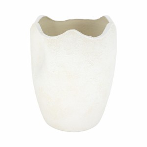 Vaso in terracotta con bordo ondulato, accessorio scultoreo testurizzato per l'arredamento della casa, soggiorno, vaso decorativo per fiori - Product Image 4