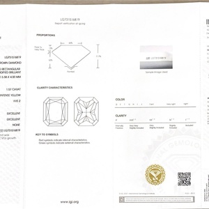 Diamante Suelto de Alta Calidad IGI CVD, Diamante Cultivado en Laboratorio de 1.57CT VVS2, Corte Radiante, Color Amarillo Intenso Fantasía - Product Image 6