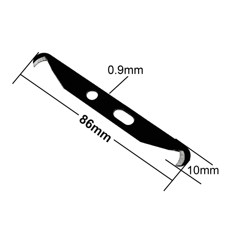 86x10x0.9mm काले कोटिंग कपड़ा उद्योग गाँठ यार्न के लिए हुक चाकू ब्लेड कटर