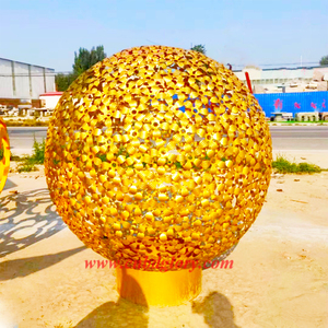 Estilo náutico personalizado jardín calle paisaje decoración Acero inoxidable <span class=keywords><strong>Corten</strong></span> BOLA DE Metal escultura técnica plateada - Product Image 3