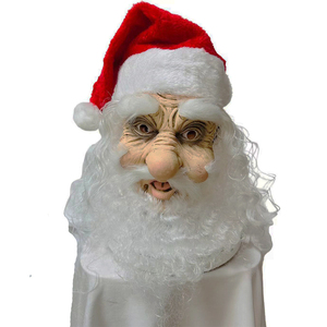 Neueste Weihnachts mann Hut Latex Maske Weihnachts kostüm Weißer Bart Weihnachten Kopf bedeckung Halloween Party Performance Prop Masken - Product Image 6