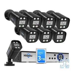 Hiseeu 5MP8チャンネルAHDセキュリティカメラシステムキット8個5MPHD有線屋外カメラ、ナイトビジョン5 in 1 DVR
