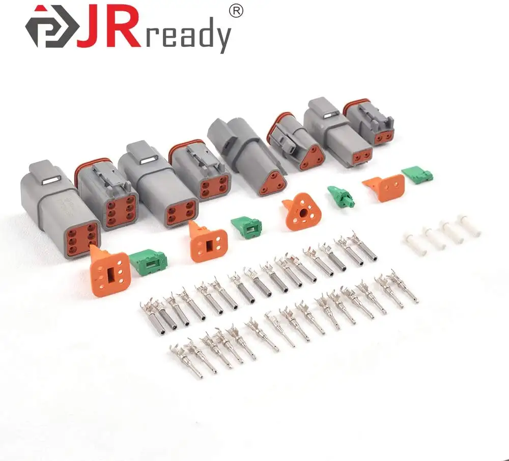 JRready Deutsch DT konektör kiti 2,3,4,6 Pin gri su geçirmez konnektörler DT 16 # sıkma stil terminalleri mühür fişleri