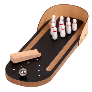Petit jeu de bowling de table en bois 30,4x11,2x5cm, jouet éducatif pour enfants et adultes - Product Image 1