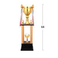 Vente en gros sur mesure Trophée du championnat en métal doré pour les activités sportives des clubs Trophées génériques avec base noire