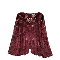 Blusas Vintage de manga larga de verano para mujer, camisas ahuecadas sólidas, Tops elegantes para mujer, ropa para mujer