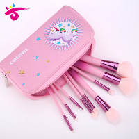 Set Kuas Makeup 9 Pcs Berkualitas Tinggi dengan Logo Kustom, Pegangan Kayu, dan Bulu Sintetis, Produksi Pabrik.