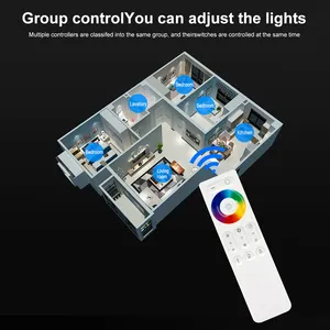 Werkseitige 144W PWM-Steuerung Full-Touch-HF 3 Kanäle 3-Zonen-Touch-RGB-LED-Controller für LED-Streifen