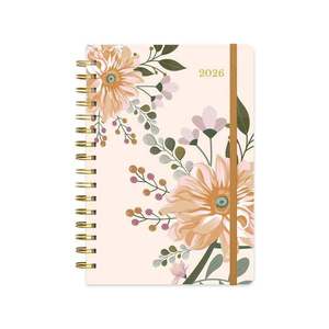 Golden Spiral Planner 2026 Floral Design A5 Size Daily Organizer <b>Calendar</b> Notebook - Product Image 1