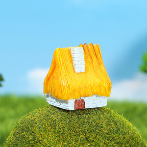 Miniature House <b>Ornament</b> Resin Thatched Cottage Outdoor Garden Decoration Irregular Shape Painted Finish - Product Image 1