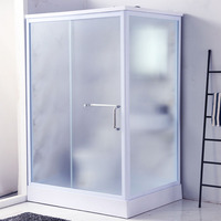 Pomme de douche en verre trempé, cabine de douche simple avec lavabo de toilette