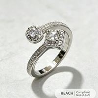 Bague en zircon plaqué platine, micro-pavée, bijoux minimalistes