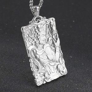 Collar de Hombre con Colgante de Buda de Ojos Enfados Estilo Religioso Vintage, Joyería Unisex de Acero Inoxidable y Titanio Retro - Product Image 3