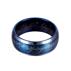 Anello Classico in Tungsteno Placcato Blu con Incisione per Uomo, Stile Dominante Ispirato al Signore degli Anelli, Unisex per Matrimonio e Anniversario - Product Image 2