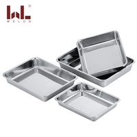 Plateau de cuisine rectangulaire et carré en acier inoxydable Plateau de service en acier inoxydable de luxe écologique pour la cuisson et l'alimentation en métal