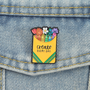 Broches de Esmalte con Impresión UV, Hermosos Diseños Florales y de Crayón, Insignias para Camisas y Solapas, Joyería de Moda, Regalo al por Mayor - Product Image 1