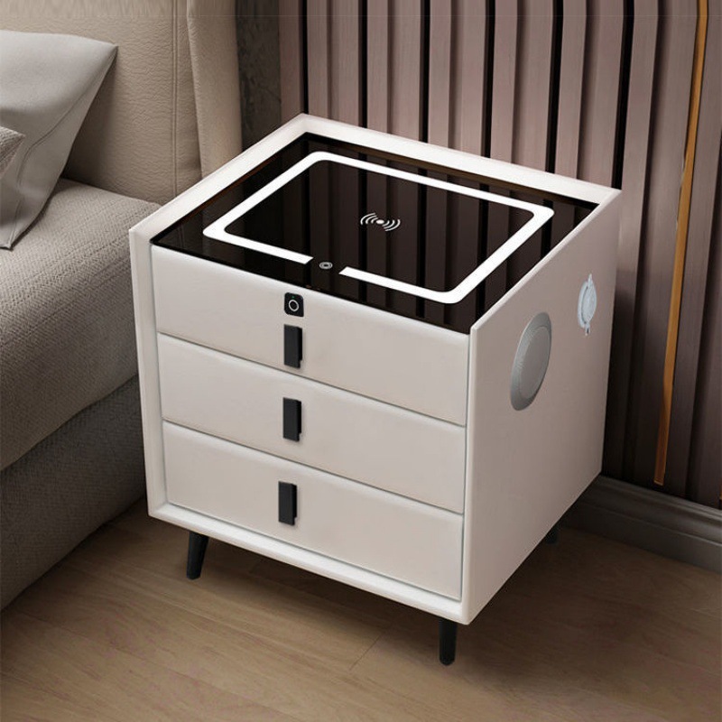 Smart bedside table wireless USB charging creative light luxury multifunctional infrared sensitive light speaker LED nightstand