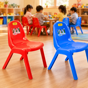 Chaise d'école pour enfants en PP multicolore, motif animalier, empilable, robuste, durable, écologique, ergonomique - Product Image 3