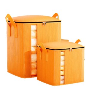 Sac de rangement polyvalent avec fermeture éclair et poignées pour vêtements et déménagement, couleur orange, grandes et petites tailles disponibles - Product Image 1