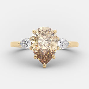 خواتم فضة استرلينية 925 مخصصة للنساء بحجر كريستال أصفر على شكل كمثرى، خواتم وعد وزفاف عصرية - Product Image 1