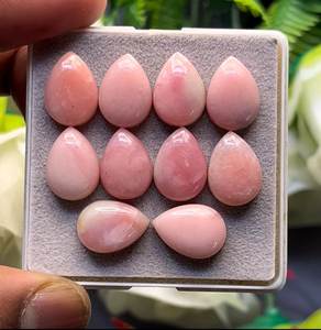 โอปอลสีชมพูธรรมชาติแบบหลังแบน ขนาด 10x14 มม. ชุด 10 ชิ้น อัญมณีหลวมสำหรับทำเครื่องประดับ - Product Image 1