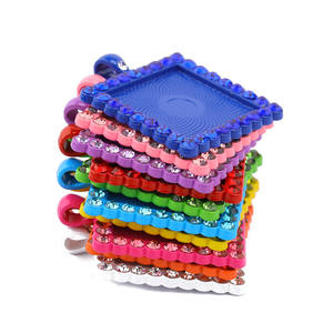 Base de pendentif carrée de 25 mm incrustée de diamants, pierre précieuse colorée, accessoire de bijouterie en alliage pour bricolage - Product Image 3