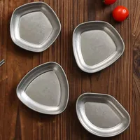 Plat à sauce coréen en acier inoxydable, forme irrégulière, style vintage, plateau à condiments séparé pour BBQ