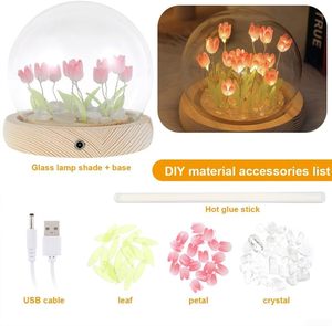 Lámpara de Noche Decorativa DIY con Forma de Tulipán, Mini Bola de Cristal LED, Pantalla Blanca, Diseño Posmoderno, 10x10cm, Luz Cálida, 3 Pilas AAA - Product Image 2