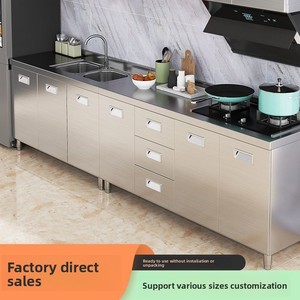 Mobile da <span class=keywords><strong>Cucina</strong></span> Moderno in Acciaio Inox 304, Installazione Senza Fili, Stoccaggio Integrato, Piano Cottura Compatto per Uso Domestico - Product Image 2