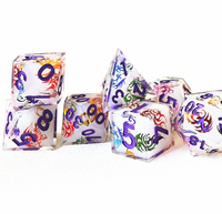 Ensemble de dés de jeu de rôle DND en résine à motif de dragon, 7 pièces, noyau liquide, bords tranchants, polyédriques pour les jeux de table Dungeons & Dragons