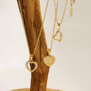 เครื่องประดับขายส่งจีน<span class=keywords><strong>สร้อย</strong></span>คอหัวใจเพชรขัดสูง18K <span class=keywords><strong>สร้อย</strong></span>คอสแตนเลสโครเมี่ยมหัวใจสำหรับผู้หญิง - Product Image 4