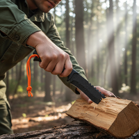 Couteau de chasse portable d'extérieur mini droit en acier 3Cr13 pour camping, pêche et préparation de viande sauvage - Tranchant 60 HRC, étui en nylon, DIY OEM