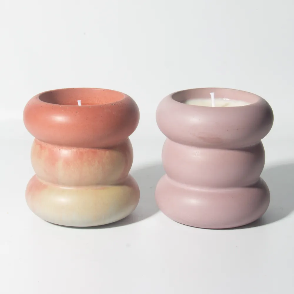 Récipients à bougies en béton massage unique bocaux à bougies vides vente en gros de ciment personnalisé pour bougeoirs avec logo