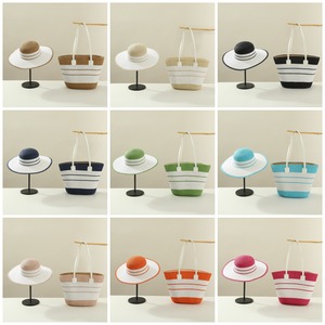 Custom LOGO Pattern Women's Fashion French Seaside Shoulder Straw Hat Woven Tote <strong>Bag</strong> with Zipper for Beach Holiday Summer - Product Image 6