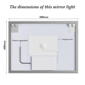مرايا حائطية بإضاءة خلفية قابلة للتعتيم تدريجيًا مع مزيل للضباب ومقاومة للكسر وذاكرة وإضاءة بثلاثة ألوان - Product Image 6