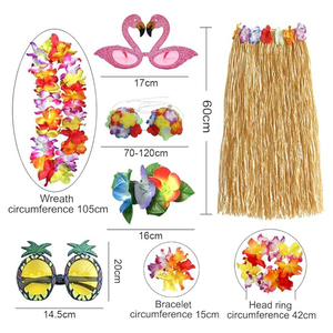 Venta al por mayor decoraciones coloridas del partido Falda de baile de arena Hawaiano Leis Luau decoraciones del partido Set fiesta Cosplay decoraciones - Product Image 2