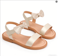 Sandales pour filles avec nœuds décoratifs, chaussures de cérémonie style princesse, chaussures plates confortables, chaussures de demoiselle d'honneur pour les fêtes