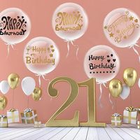 Décorations de ballons Autocollants de ballons Joyeux anniversaire Ballon transparent pour fête d'anniversaire Fournitures intérieures et extérieures