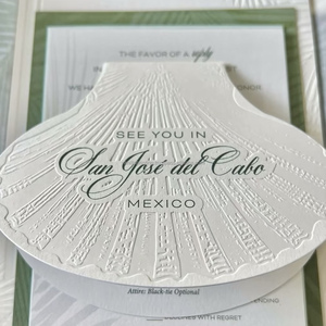 Tarjeta de Menú Clásica Personalizada de Cartulina de Algodón con Grabado y Impresión Tipográfica con Forma Troquelada - Product Image 1