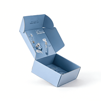 Boîte en carton ondulé personnalisée bleu clair avec emballage pour produits de soin, solutions d'expédition pour coffrets cosmétiques et de beauté